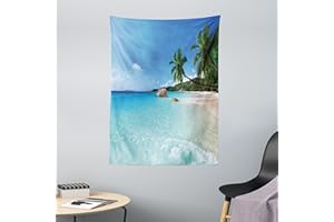 ABAKUHAUS Océan Tapisserie, Anse Lazio Beach Surf, Couleurs sans décoloration, 110 x 150 cm, Turquoise Blue Green