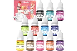 ERCORART Coloranti Alimentari Gel 12 Colori - Colorante Alimentare Liquido per Cuocere, Decorare, Colorare Zucchero e Cucinare -Coloranti Alimentari Concentrati per Glassa,Soap e Aerografo- 6 ml Ciascuno