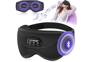 LC-dolida Bluetooth Sleep Mask with Headphones,Plane Travel Essentials with 38 Soothing Sounds, Wireless Sleep Headphones, 200% Light Blocking Sleep Mask Blackout with Travel Bag & 2 Sleep Earplugs