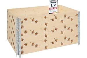 Garronda Orto Rialzato da Esterno con Stampa – Cassoni Orto Decorativi, Aiuola Rialzata in Legno 120x80x20 cm per Piante, Fiori, Erbe, Frutta e Verdura GD-0075 (Ape, 3 pz)