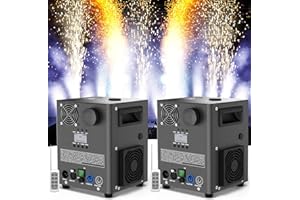 2 Pièces FODEXAZY 1000W Machines Pyrotechniques Electronique Noire, Machine à Etincelles Froides pour la Scène avec d-mx512(3CH) & Télécommande Sans Fil pour Mariage Fête Concert Noël Halloween