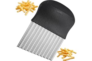 BELSVOR Wave Cutter, Stainless Steel Wave Cutter, Vegetable 14 x 9.5 cm, Wave Knife for Vegetables, Potatoes, Carrots, Vegetables, Fruits, Corrugated Knife, Wave Knife, Easy to Clean