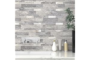 VAOVI Samoprzylepne liniowe płytki ścienne, efekt marmuru, płytki kamienne, wodoodporne, panele ścienne do łazienki, matowe, odporne na wysoką temperaturę, odklej i przyklej, mozaika (szare, 10