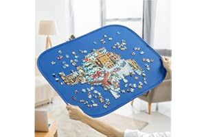 HXMARS Foldable Jigsaw Puzzle Board: Large Portable 1000 Pieces Puzzle Mat, Non-Printing Surface for Puzzle Storage Saver to 500 & 1000 Pieces with Storage Bag(Blue)