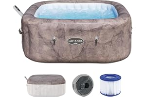 Bestway 71"x71"x28"/1.80mx1.80mx71cm Rome MaxHold EnergySense UltraFit Smart AirJet 6 Carré en marbre Marron