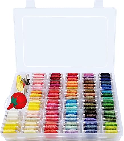 MOYYON 122 Skeins Embroidery Floss Kit - Includes 30 Bobbins, Friendship Bracelet Thread, Cross Stitch Supplies (61 Colors) - View #2