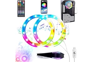 CHIN FAI Luz LED para PS5, PS5 LED con Controlador Bluetooth Symphony y 400 Efectos 8 Colores, App/Control Remoto IR/USB 3 m¨¦Todos de Control Kit de Barra de luz LED Redonda para Consola PS5