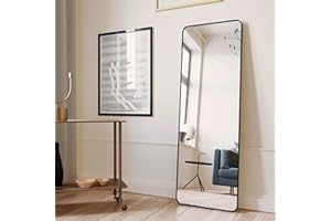 ‎BD-BAODE BD-Baode Ganzkörperspiegel 150 x 50 cm Standspiegel mit Haken HD Ganzkörperspiegel mit Metallrahmen für Schlafzimmer Badezimmer Wohnzimmer Rechteckiger Abgerundete Ecken(Schwarz)