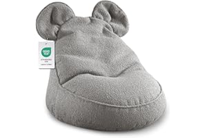 Gutekissen® Worek do siedzenia dla dzieci "Miki" z uszami – wygodny, Montessori do siedzenia do pokoju dziecięcego (szary, 68/68/50 z uszami)