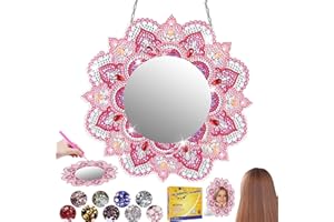 ODAPTO Gift for Girls 6 7 8 9 10 11 Years: DIY Diamond Painting Mirror Craft Set for Children Ages 6 7 8 10 and up, Mandala Cosmetic Mirror Girls Birthday Gift Toy for Ages 5-12 (# 02)