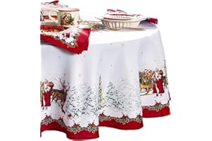 Elrene Home Fashions Villeroy & Boch Toy's Fantasy Holiday/Christmas Engineered Fabric Odporny na zagniecenia obrus, 152 cm x 213 cm owalny, wielokolorowy