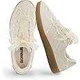CUSHIONAIRE Belinda Women’s Lace Detail Casual Sneakers – Elegant Ribbon Lace-Up Shoes with Memory Foam
