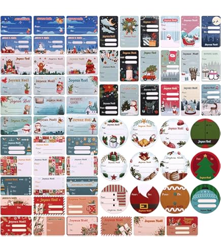 180 Pcs Autocollants Étiquettes Cadeaux Noël Autocollants Nom Père Noël Kraft Auto-Adhésifs Autocollants Étiquettes Noël Étiquettes Cadeau Vacances Festival Pour Faveurs Fête, 12 Modèles