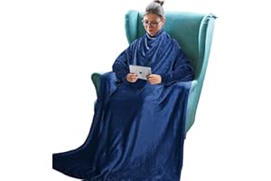 Catalonia Classy Przenośny koc z rękawami, prezent dla dorosłych, kobiet i mężczyzn, bardzo miękki, ciepły, przytulny, mikro-pluszowy, lekki polar, przytulny koc na ciało, koc do oglądania telewizji,