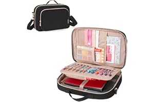 ‎TEAMOY Teamoy Journal Supplies Storage Case, Journal Supplies Holder with Detachable Pen Slots and Shoulder Strap, Travel Organizer for B5 Notebooks, Planner, Pens, Journal Supplies , Black