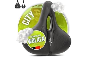 VELMIA Bike Seat with Ergonomic 3-Zone Concept & Memory Foam, Comfortable Bike Saddle for Men & Women, Cushion for Trekking Bike, Mountain Bike and City Bikes.