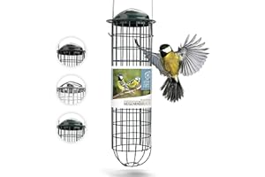 Wildtier Herz Comedero para pájaros (31cm) de Metal Inoxidable, Jaula de alimento para Aves Silvestres, Dispensador de Bolas de Grasa, Proporciónale alimento Todo el año para Las Aves de tu jardín