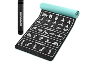 Tappetino Yoga Esercizi OUTDOUSE – 70 Posizioni Yoga Stampate, Materiale TPE Antiscivolo, per Ginnastica, Pilates, Casa e Viaggi, Tappetino Fitness per Uomo e Donna, 181 x 63 x 0,6 cm