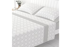 Victorio & Lucchino Juego de Sábanas Estampadas de Verano Algodón/Poliéster (Cama 150cm (2 Almohadas), Alessia - Gris)