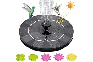 LinTimes Solar Fountain with 9-Effect Solar Water Pump, 3W Pond Pump Garden Fountain Garden Decoration, Suitable for Garden Pond Fountain Bird Bath Fish Tank, Black