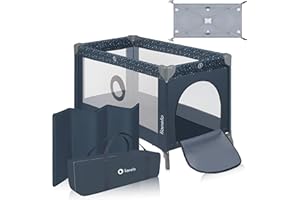 lionelo Stefi Lettino neonato da viaggio pieghevole con materasso, Dalla nascita fino a 3 anni, Lettino da campeggio con entrata laterale, Le pareti realizzate in rete, Borsa, Route