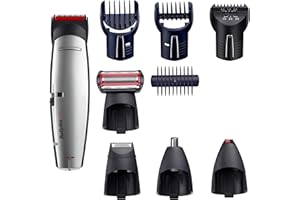 BaByliss Tondeuse multi-usages X-10 - Lames avec technologie W-Tech pour tondre les cheveux, la barbe et le corps, Gris/Noir, E837E