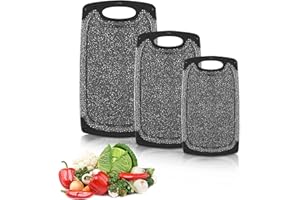 TWBEST Lot de 3 Planches à découper,Alimentaires PP-Matériel,Planche à Découper de Cuisine, Antidérapante et Antibactérienne pour Viande,Légumes,Fruits