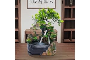 BATHRENA Wasserfall-Dekor Zimmerbrunnen für Zen-Lichtatmosphäre im Home Office und im Freien. Ideal als Luftbefeuchter-Geschenkdekoration (B-Kein Nebel)