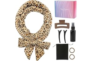 Rizador de Pelo Sin Calor, Juego de rizadores de satén sin calor, Rizadores De Pelo Suaves Para Dormir, Anei Diadema para pelo rizado con diseño de leopardo, Estampado de leopardo