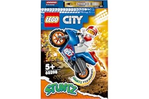 LEGO 60298 City La Moto de Cascade Fusée, Jouet de Véhicule à Rétrofriction, Inclus Figurine Rocket Racer, pour Garçons et Filles Dès 5 Ans