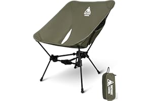 OneTigris TIGERBLADE Składane krzesło kempingowe, 150 kg, ultralekkie, trójkątna rama, z 2 bocznymi kieszeniami, do aktywności na świeżym powietrzu, wędrówek, zielony