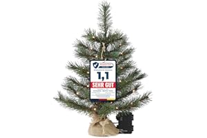 ‎GARTENPIRAT Gartenpirat Künstlicher Weihnachtsbaum 45 cm mit Drahtlichterkette 35 LED warmweiß Christbaum kiefernähnlich mit Frosteffekt beleuchtet batteriebetrieben