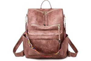 DORRISO Sac à Dos Femme PU Cuir Antivol Sacs À Bandoulière Sacoche pour Ordinateur Portable Grande Capacité Sac à Dos de Voyage pour Femmes Rose
