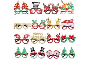 Aneco 16-Stile Glitterte Weihnachtsfeier Gläser Weihnachtskostüm Brillenrahmen Weihnachtsdekoration Brillen für Feiertagsfeier Gefälligkeiten, 16-Stücke