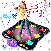 Acelufly Oplaadbare Dansmat Speelgoed voor Meisjes, Light Up Dansmat met Draadloze Bluetooth, 5 Spelmodi, Verstelbaar Volume & LED-verlichting, Cadeaus voor 3-12 jaar oude kinderen (Roze