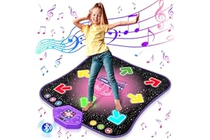 Hot Bee Tanzmatte für Kinder ab 6-8 Jahre Geschenke für Mädchen Tanzmatte mit Bluetooth Beleuchtete Musikmatte Spielzeug Kinder für Alter 3 4 5 7 9 Kinderspielzeug Jungen Geschenkideen Geburtstag