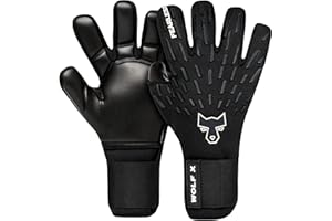 FEARLESS GOALKEEPERS Wolf X - Gants de Gardien de Foot Adulte & Enfant - Gant Gardien Football - Latex Allemand Contact - Excellente adhérence - Coupe négative - Effet Seconde Peau