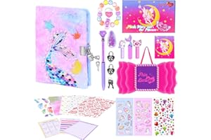 PrinBarBee Mermaid Diary for Girls with 2 Lock and 2 Keys, Plush Secret Notebook Set with 160 Lined Pages,Tie-Dye Fuzzy Journal Set, Cut Gift for Writing and Drawing for Girls Ages 6 7 8 9 10 11 12 13