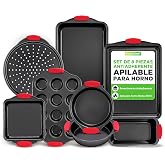 Nutrichef Oven Trays, Cooker, Set of 8, Non-Stick, Silicone Handles