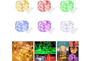Brightown 6 Pack Led Fairy Lights Battery Operated, 2m 20 LED Copper Wire Battery String Lights, Warm White Fairy Lights Indoor for Bedroom Wedding Jars Bottle Decorations (Multi-Colored)