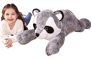 IKASA Peluche Raton Laveur Géant Animal Jouets,78cm Grand Raton Laveur Mignon Moelleux Peluche Grosse Douce Animaux,Cadeaux pour Les Enfants