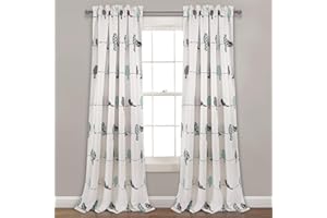 Lush Decor Rowley Birds Vorhänge, verdunkelndes Fensterpaneel-Set für Wohnzimmer, Esszimmer, Schlafzimmer (Paar), 132 x 240 cm, Blau und Grau