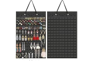 Yanmucy Earring Holder Organizer Hanging Holds Up to 300 Pairs Wall Mount Jewelry Storage Bag Earring Holder For Girls Women (Black)