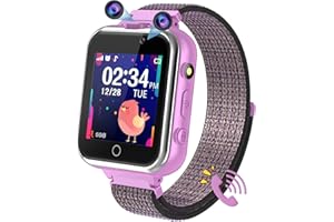 PTHTECHUS Smartwatch Kinder, Spiel Telefon Uhr für Kinder Touchscreen Armbanduhr mit Anruf Taschenrechner Schulmodus SchrittzäHler SOS Wecker Kamera Geschenk für Jungen MäDchen (Violett)