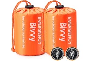 Esky Notfall Biwaksack，Notfalldecke Schlafsack Survival Biwaksack Ultraleicht Wasserdicht Kälte und Hitzebeständig Mit Kompass für Outdoor Camping Wandern