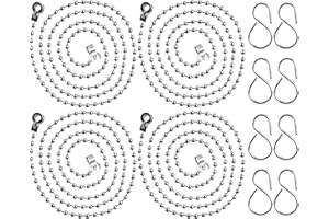 CHENGU Ball Type Plug Chains Bathtub Sink Stopper Chain Bath Stainless Steel Plug Chain with S Hook for Basin Bath Supplies, 23.6 Inches Long (4 Pieces)