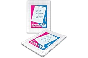 Blasetti Foglio Protocollo - Pacchetto da 20 fogli formato A4, per compiti in classe scuola media e superiore, per studi notarili o avvocati, Carta da 60gr - Rigatura 0Q (Quadretti Medi Con Margini)