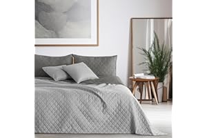 ‎DECOKING DecoKing 29732 Tagesdecke 220 x 240 stahl anthrazit grau silber Bettüberwurf zweiseitig pflegeleicht steel silver grey dimgray Axel