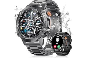 ESFOE Montre Connectée Homme Militaire,1.43” AMOLED Smartwatch Homme avec Appel Bluetooth,400mAH 5ATM Étanche 100+ Sportifs Moniteur de Fréquence Cardiaque SpO2 Sommeil,Smartwatch pour Android iOS