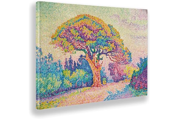 Giallobus - Cadre - Paul Signac - Un pin à Saint Tropez - Toile - 70x50 - Prêt à accrocher - Peintures Modernes pour la Maison